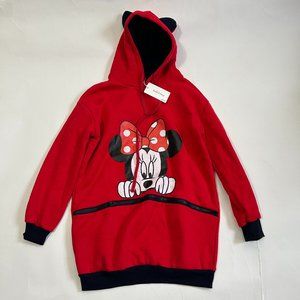 Mickey Mouse Red Sweatshirt Mouse Ears Hoodie front Zip fleece oversize NWT